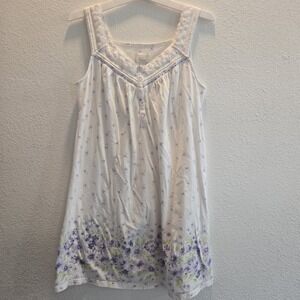 Charter Club Intimates Cotton Floral Nightgown Sleep Dress Purple White Size M